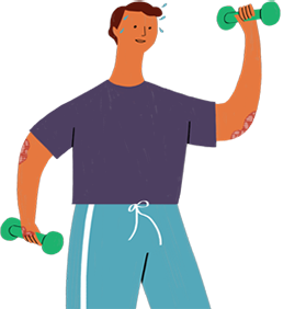 Illustration of a psoriasis patient exercising