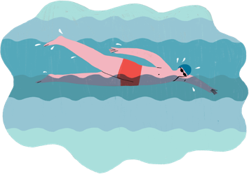 Illustration of a person with psoriasis exercising in a pool