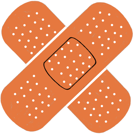 Two bandages crossing into an X shape