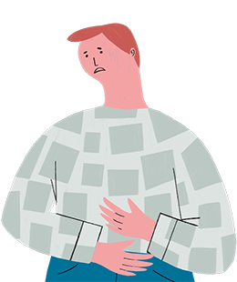 Illustration of a person holding their stomach