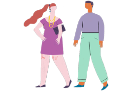 Illustration of two people walking together