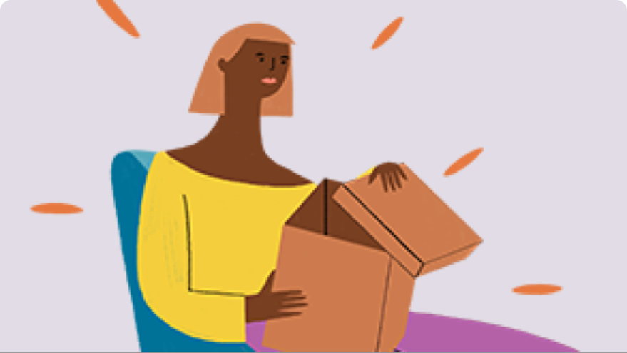 Person with psoriasis opening a box