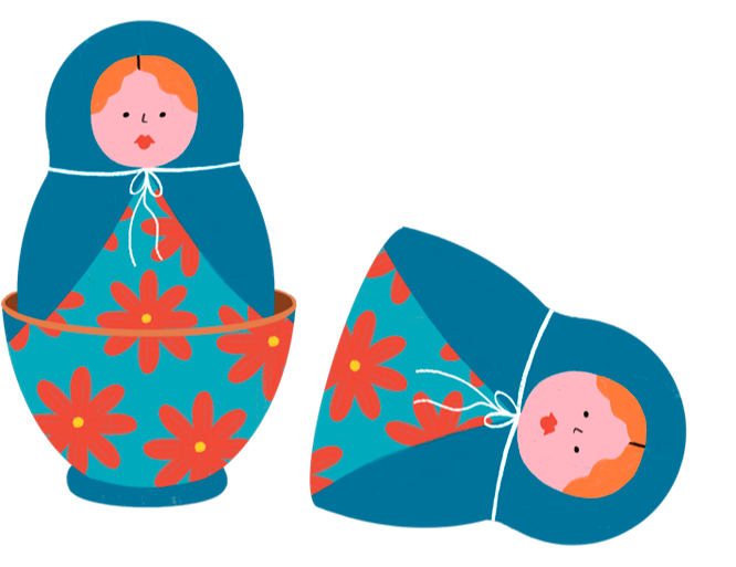 Illustration of nesting dolls symbolizing opening up about psoriasis