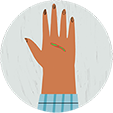 Illustration of a hand with a green line symbolizing an infection