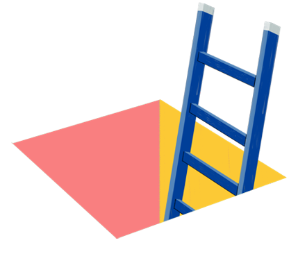 Ladder symbolizing psoriasis triggers beneath the skin