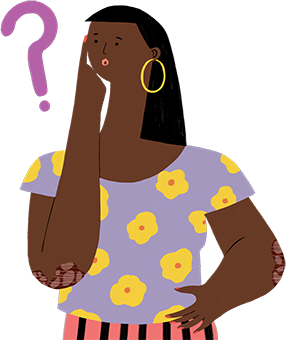 Illustration of a person with questions about biologics