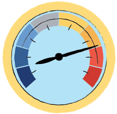 Illustration of a gauge symbolizing untreated psoriasis risks