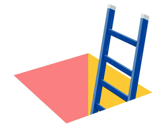 Ladder symbolizing psoriasis triggers beneath the skin