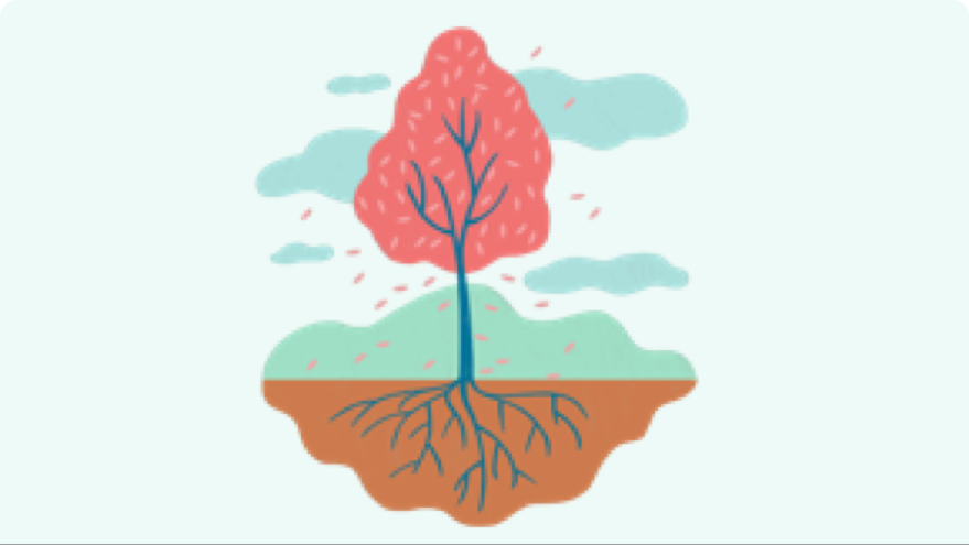 A graphic of a tree representing the roots of psoriasis are in inflammation