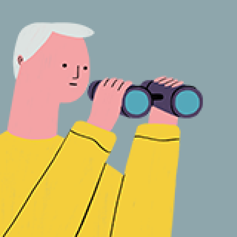 Illustration of someone with binoculars